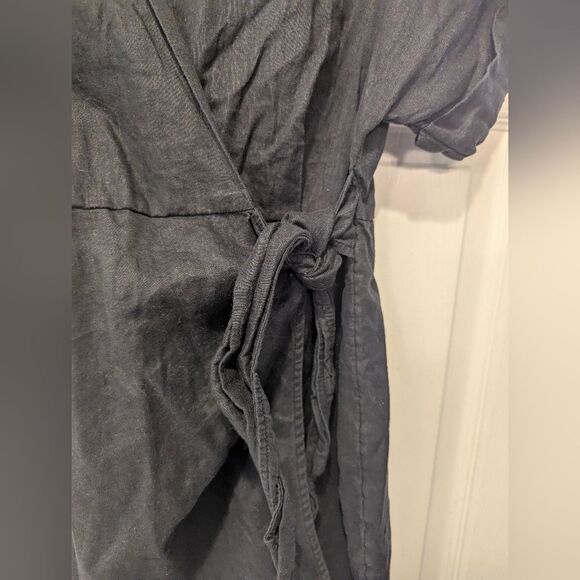 Stockholm Atelier & OTHER STORIES Linen Wrap Mini Dress Women Sz 0 Black Preppy - Picture 7 of 9